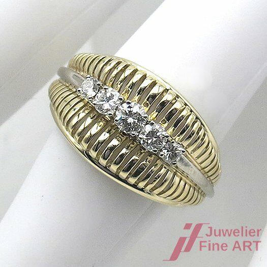 Ring - 14K/585 Gelbgold - 5 Brillanten zus. ca. 0,35 ct TW/si - 3,7 g - Gr. 54