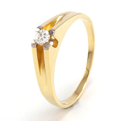 Solitärring mit Brillant ca. 0,10 ct in 585/14K Gelbgold - 3,3 g - Gr. 59