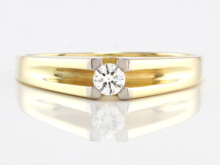 Solitärring mit Brillant ca. 0,10 ct in 585/14K Gelbgold - 3,3 g - Gr. 59