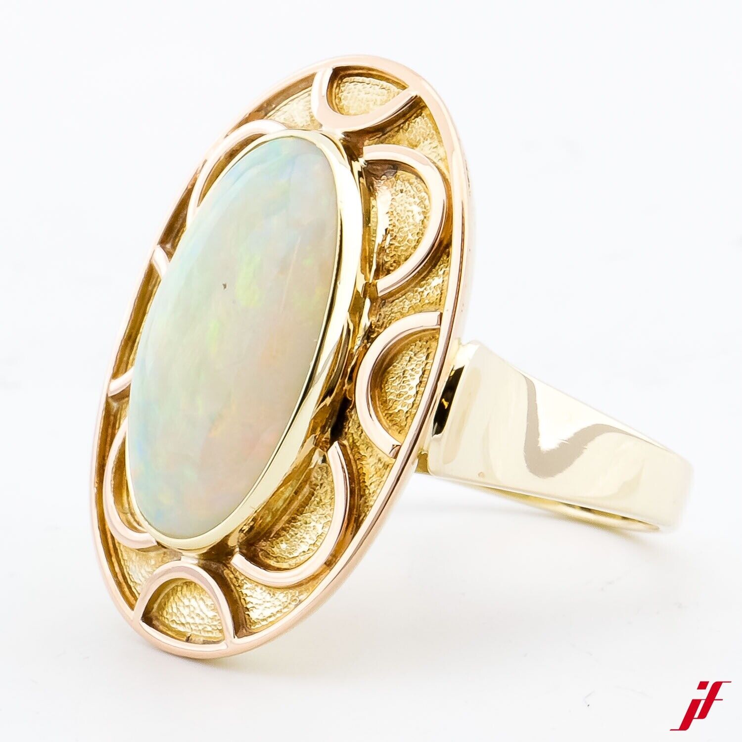 Damenring 585/14K Gelbgold verziert 1 Opal - Wert 1700€