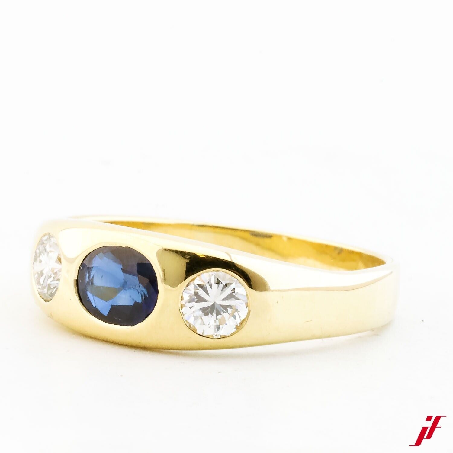 Ring 18K Gelbgold 1 Saphir 2 Brillanten - Wert 5.800€