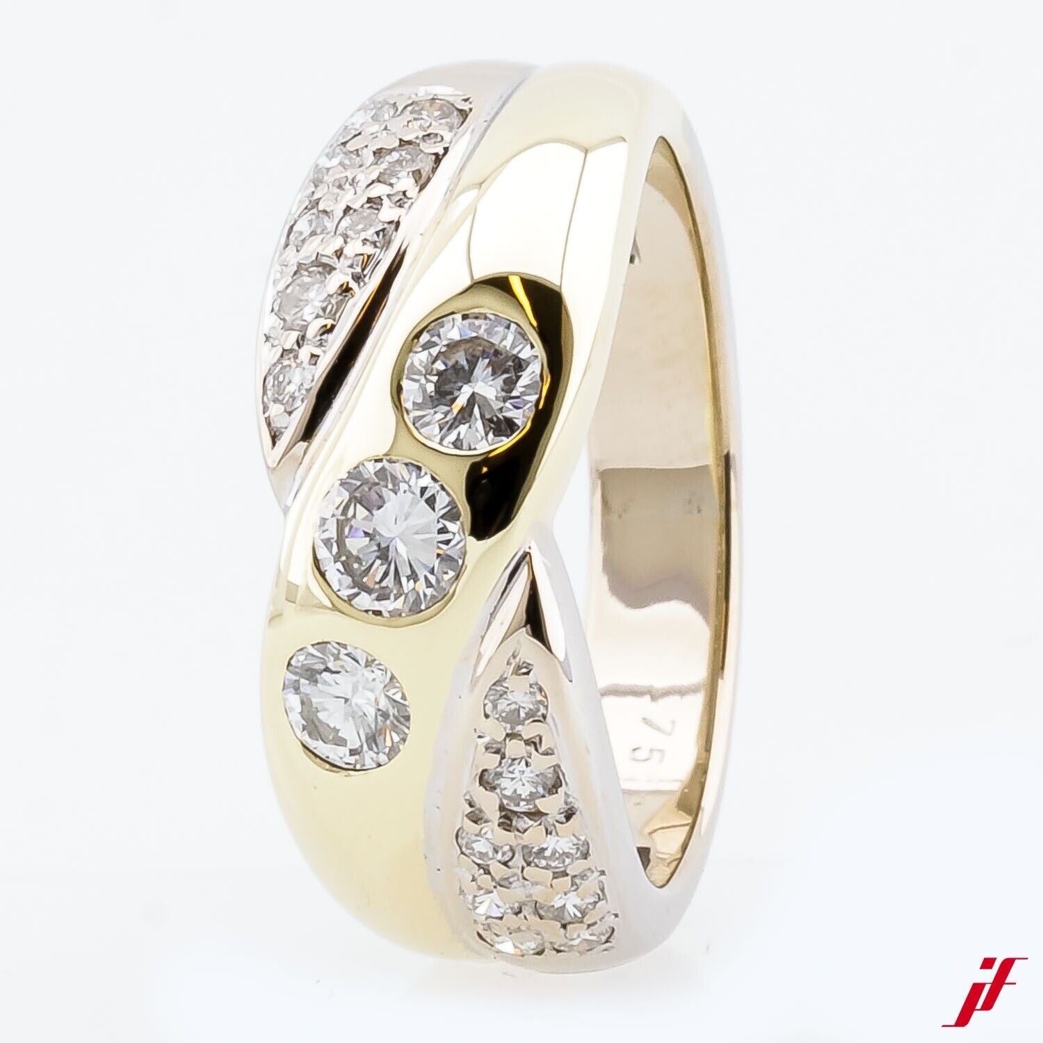 Ring 14K/585 Gelbgold Weißgold 19 Diamanten Brillanten - Wert 3.000€