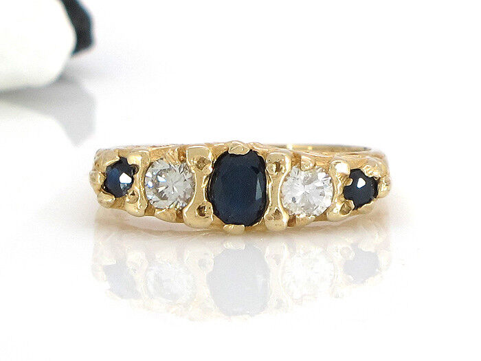 Ring 585/14K Gelbgold Saphire Safire Diamanten Brillanten