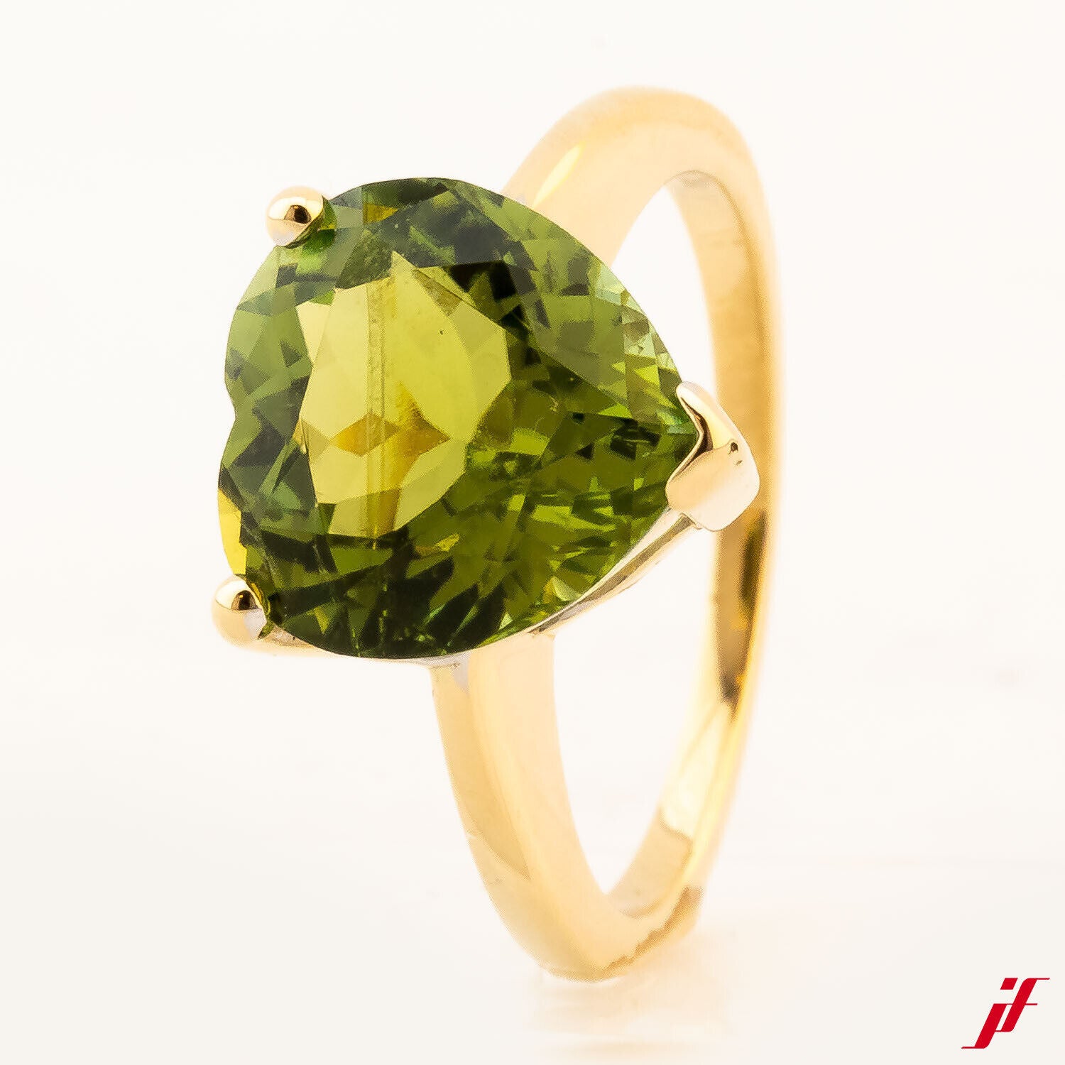 Damenring Cocktail 750/18K Gelbgold 1 Peridotherz ca. 5,0 ct Größe 53