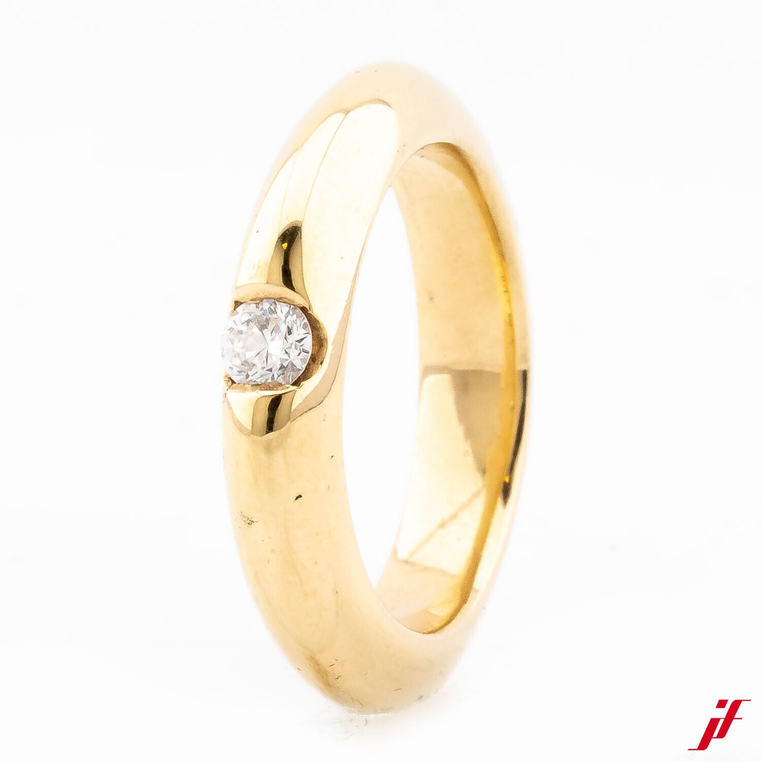 Solitärring massiv 585/14K Gelbgold Diamant Brillant 0,17 ct Größe 55