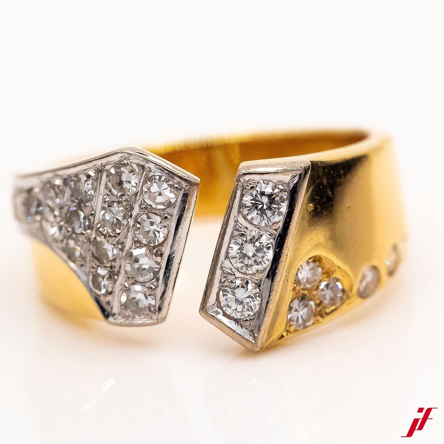 Ring 18K/750 Gelbgold Weißgold 24 Diamanten 1,0ct TW/VS Gr.58 - Wert 4.000€