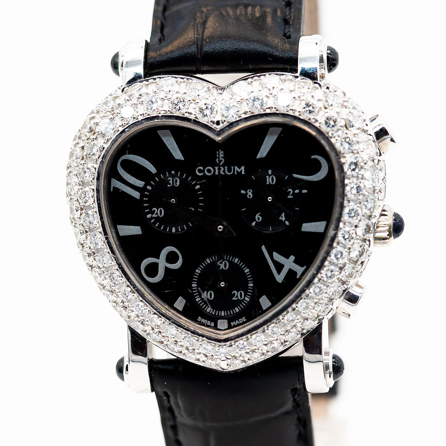 Corum Romantic Heart Chronograph Ref.196.183.69 Diamant Weißgold Quarz Croco