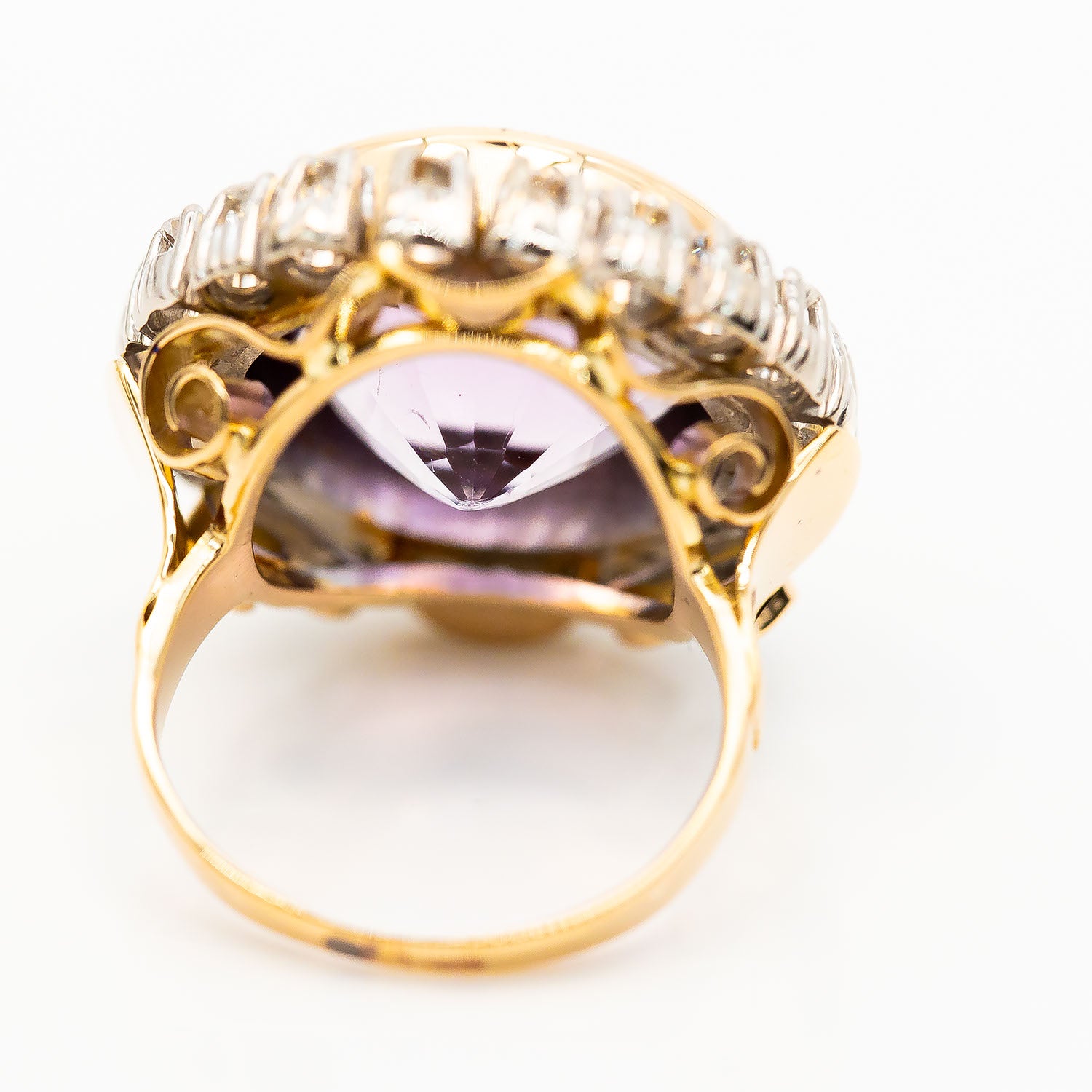 Ring 585/14K Weißgold Gelbgold Amethyst Diamant 1,0ct H/SI Gr.53 - Wert 3.000€