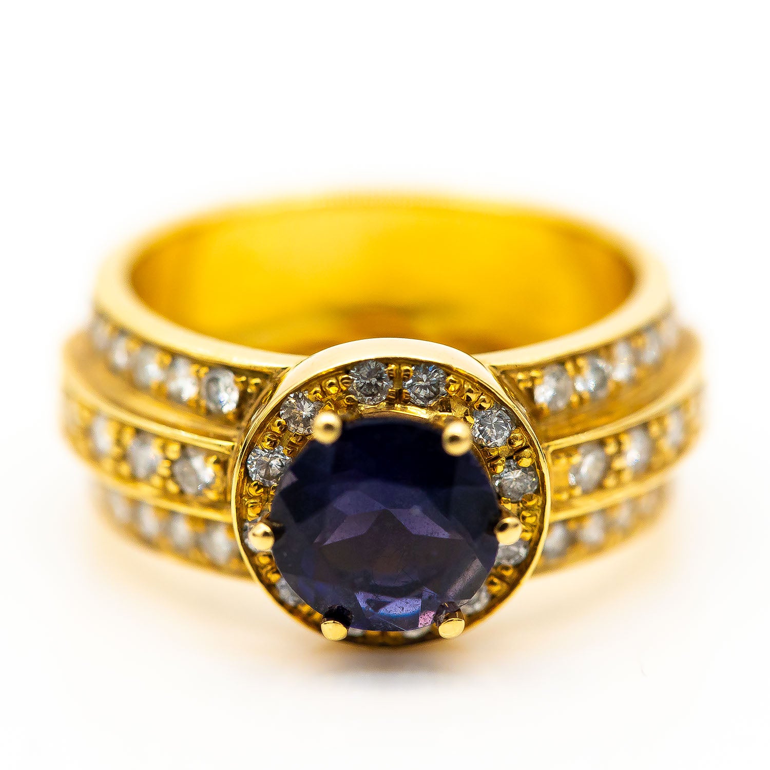 Ring 750/18K Gelbgold Iolith 1,42ct Diamant 0,96ct TW/VS Gr.57 - Wert 8.000€