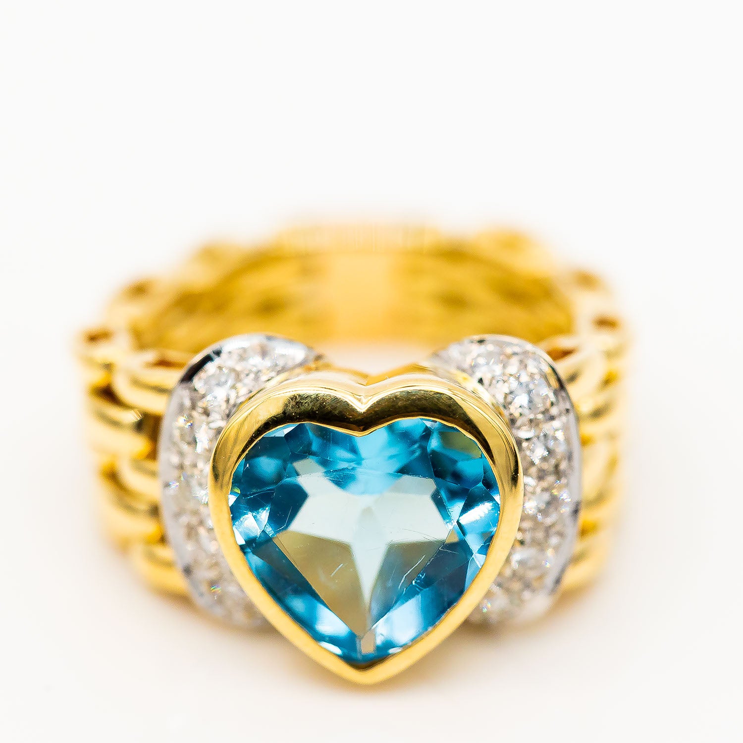 Ring 750/18K Gelbgold Blautopas Diamant 0,4ct W/VS Gr.60 - Wert 6.000€