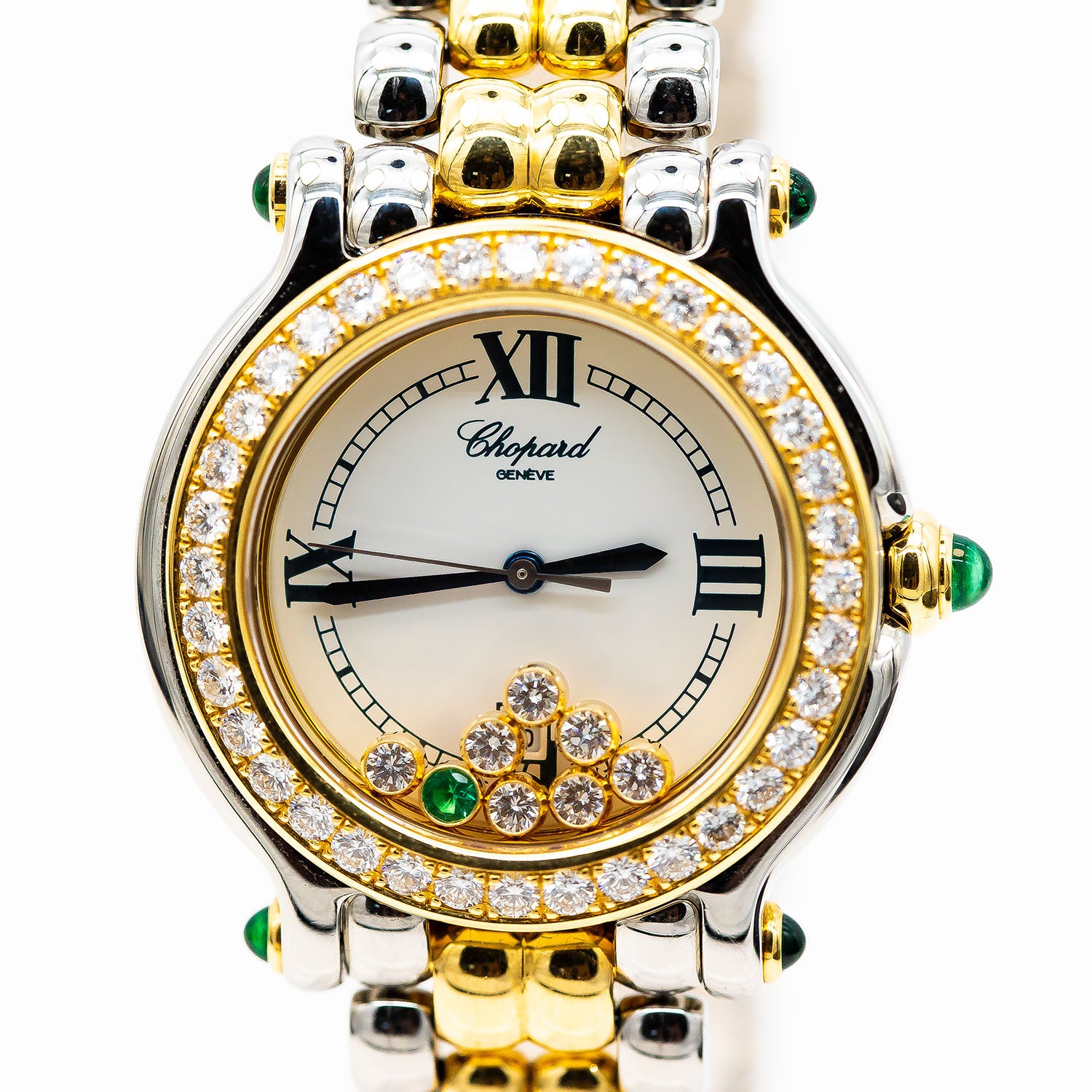 Chopard Happy Sport 32mm Ref.27/8237 Gold/Edelstahl Quarz Diamant Smaragd