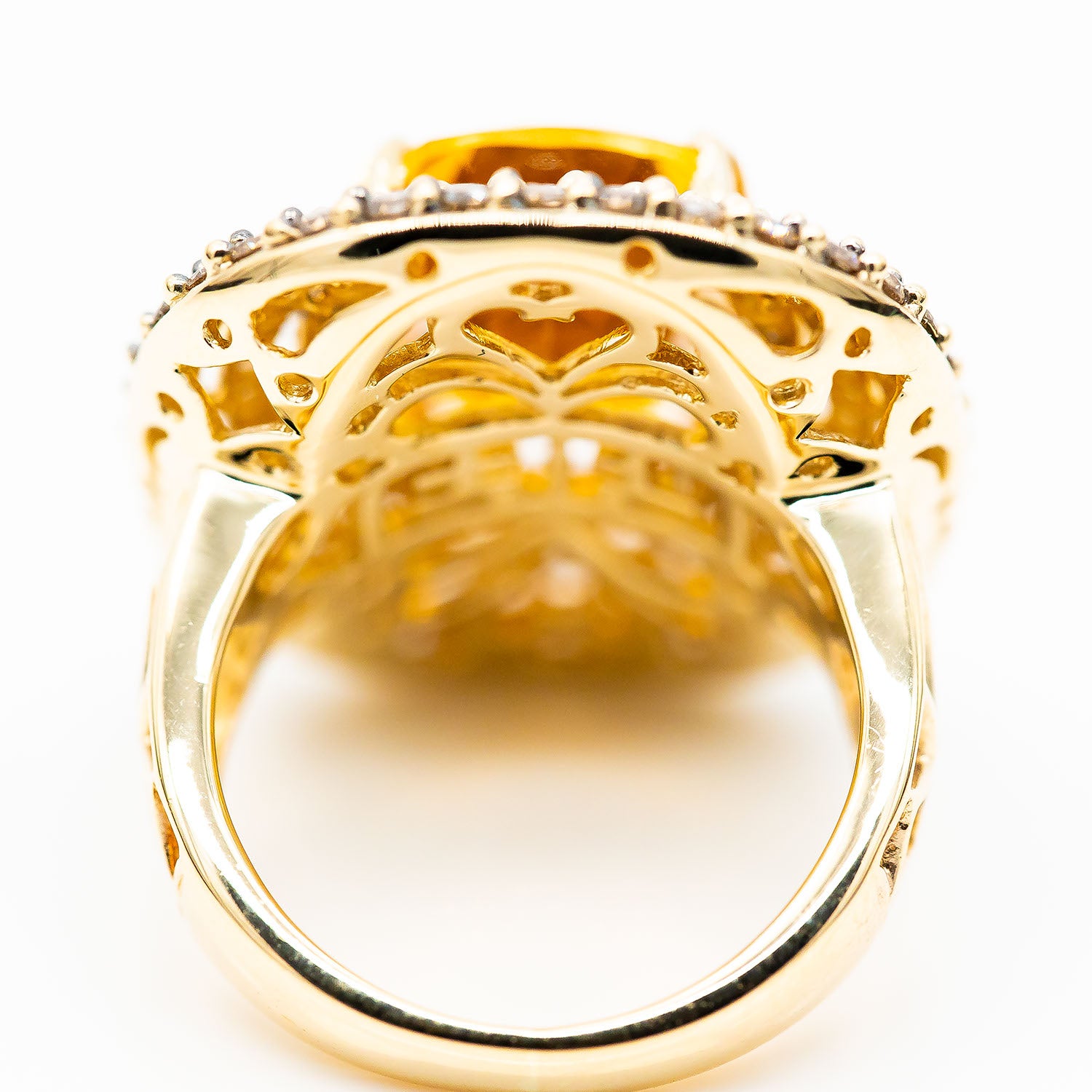 Ring 585/14K Gelbgold Citrin 6,0ct Diamant 2,0ct TW/VS Gr.53 - Wert 6.000€