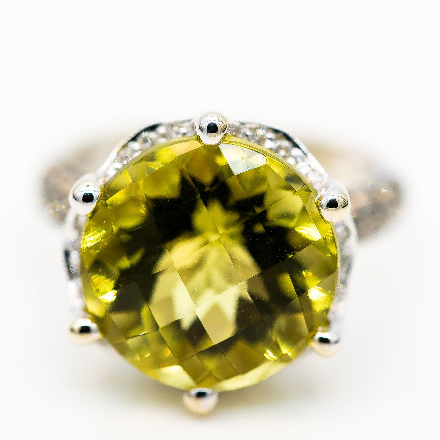 Ring 585/14K Weißgold Bergkristall 8,0ct Diamant 1,0ct TW/VS Gr.55 - Wert 4.000€