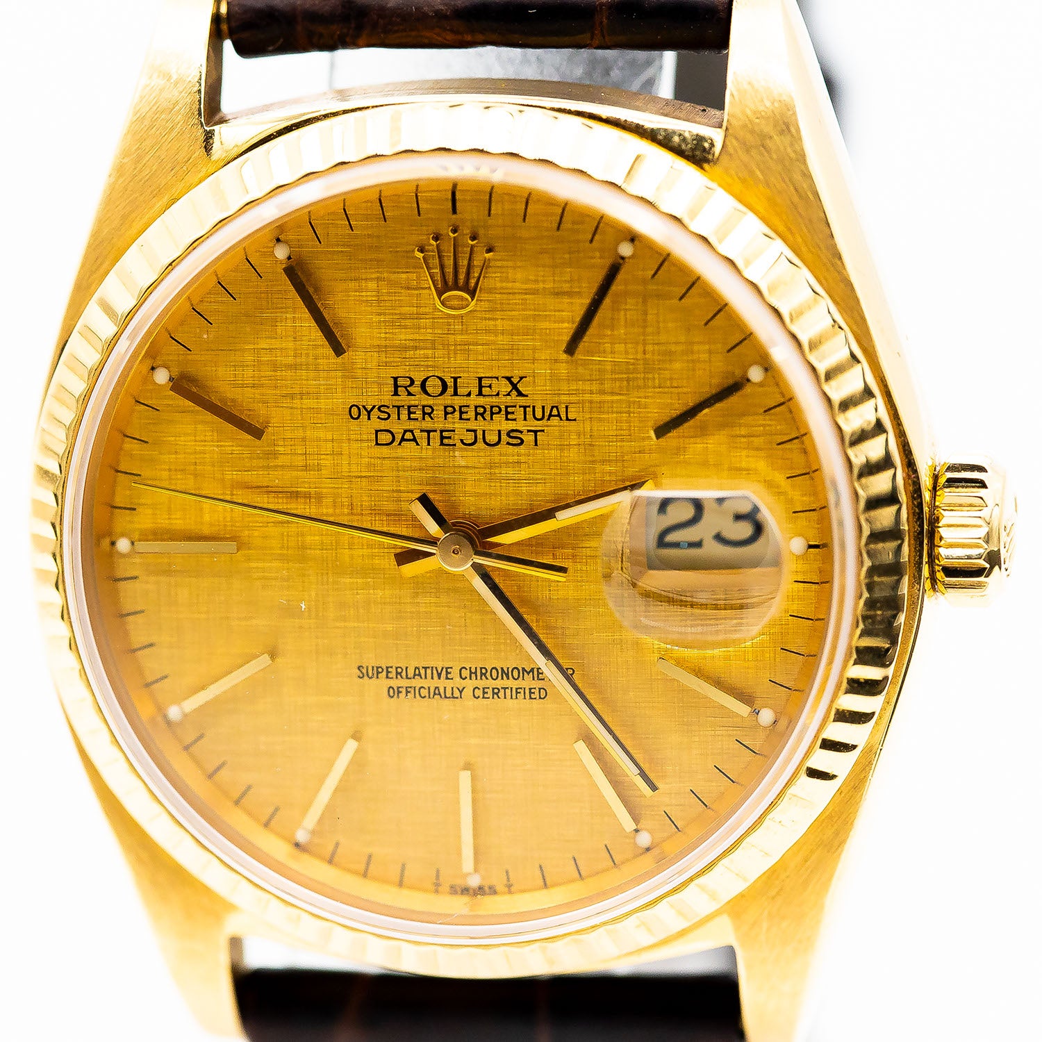 Rolex Datejust 36mm Ref.16018 18K Gelbgold Automatik Croco