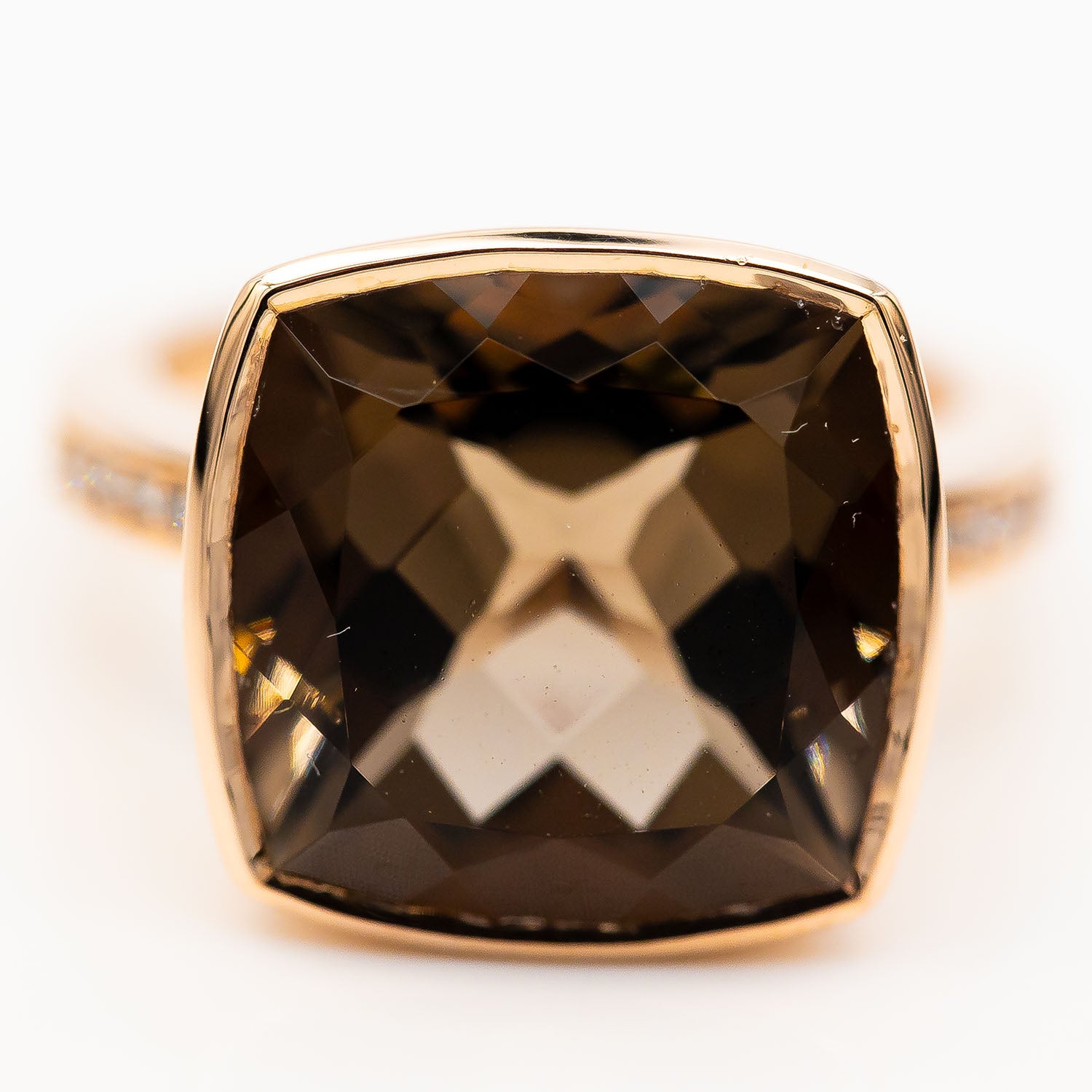 Ring 585/14K Roségold Rauchqaurz Diamant 0,10ct TW/VS Gr.57 - Wert 5.000€