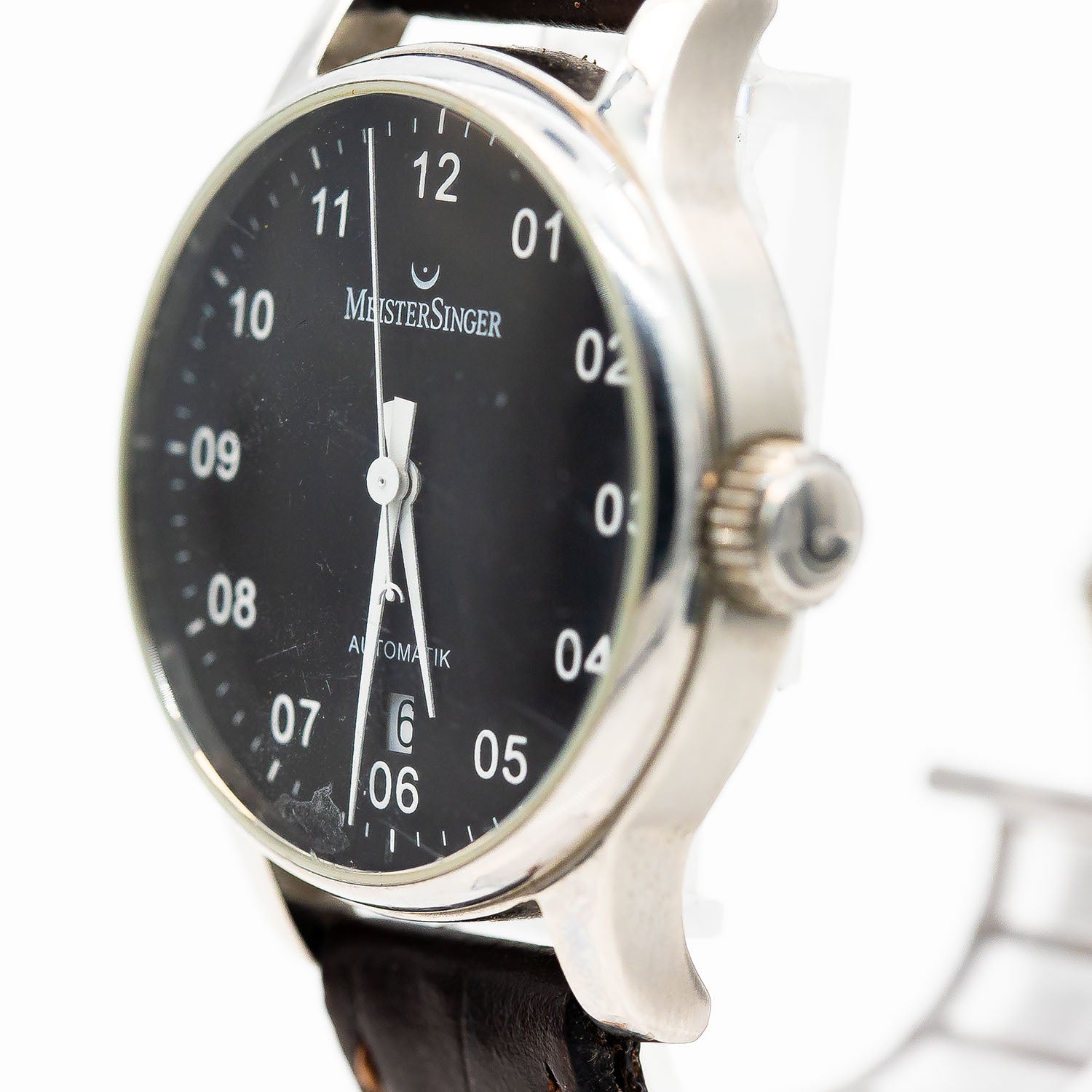 Meistersinger Scrypto No 03 38mm Stahl Automatik Leder