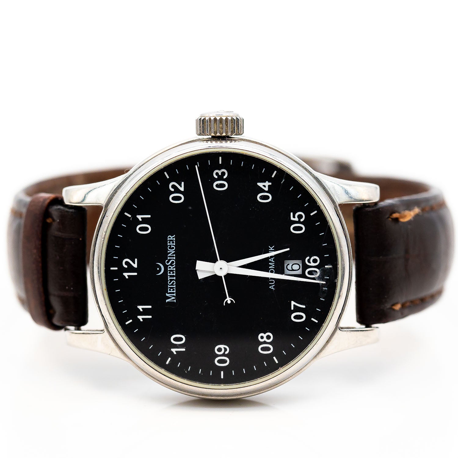 Meistersinger Scrypto No 03 38mm Stahl Automatik Leder