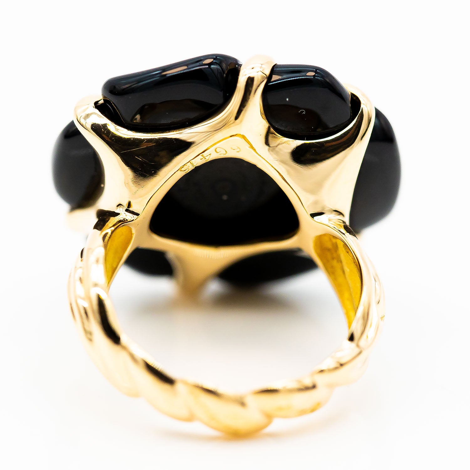 Chanel Camelia Ring 750/18K Gelbgold Onyx Gr.56