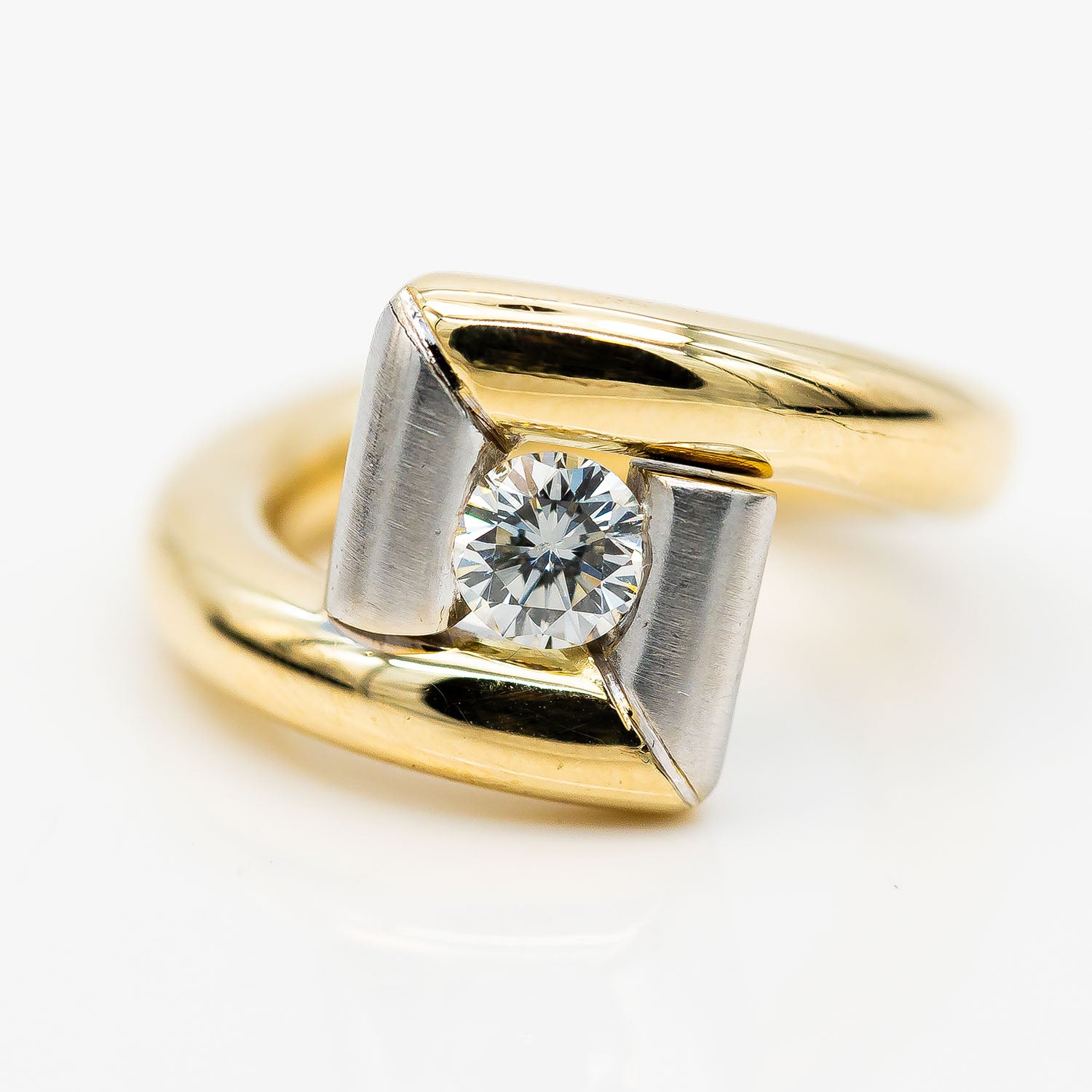 Ring 585/14K Weißgold Gelbgold Diamant 0,30ct H/PI Gr.51 - Wert 5.000€