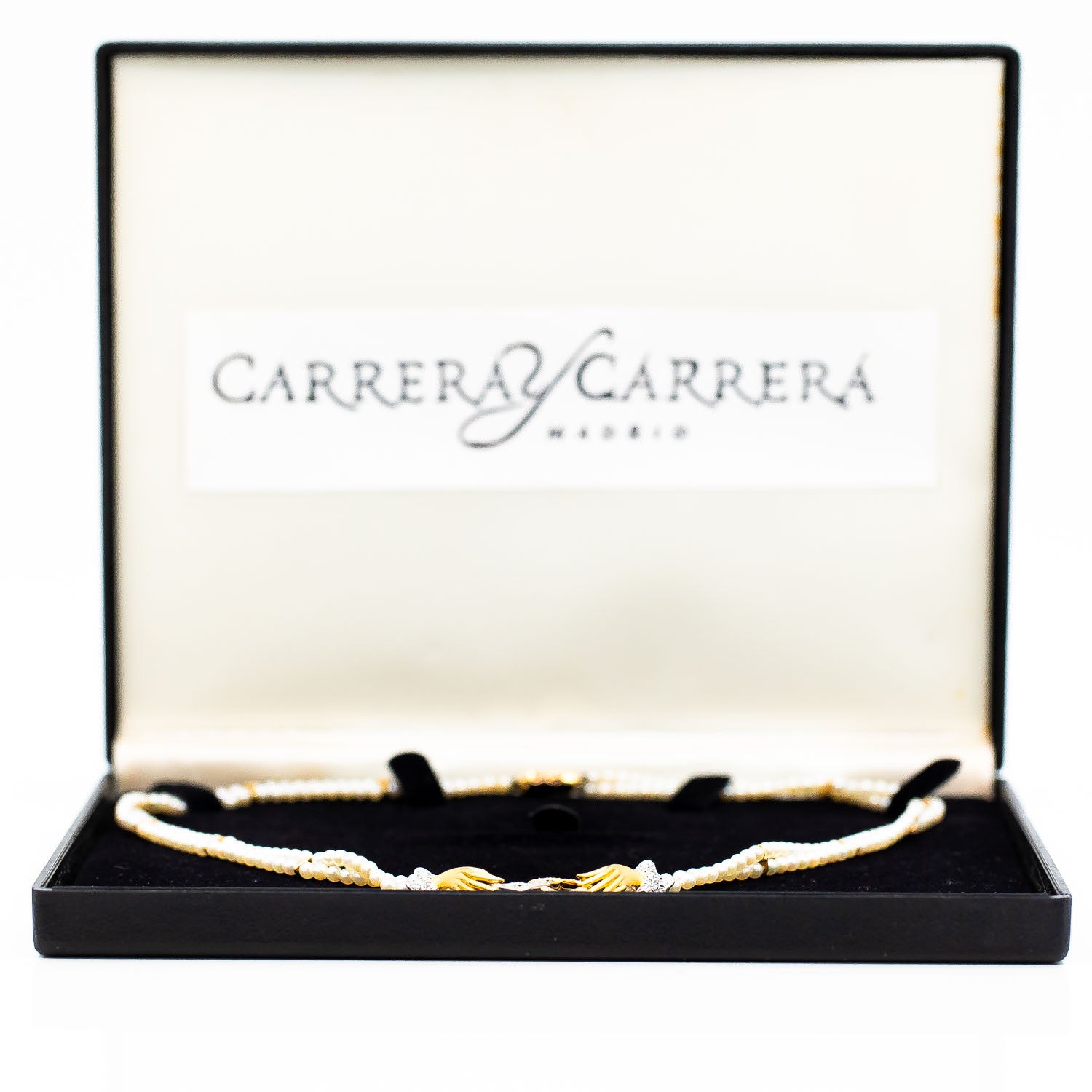 Carrera y Carrera Perlenkette 750/18K Bicolor Diamant 0,45ct TW/VS mit Box